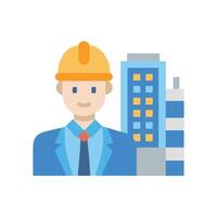 Engineer with building illustration on the black background vector