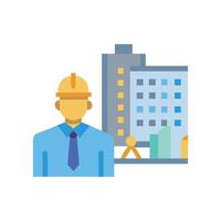 Engineer and Buildings Graphic on Black Background vector
