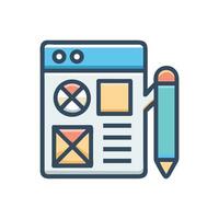 Website Design and Development with Pencil Illustration Icon vector