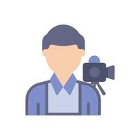 Videographer icon with camera on tripod, professional shooter vector
