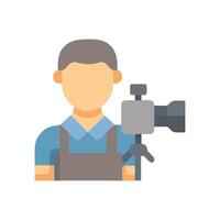 Iconic Photographer with Professional Camera on Tripod Ready vector
