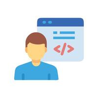 Software Developer Icon with Code Screen on black background vector