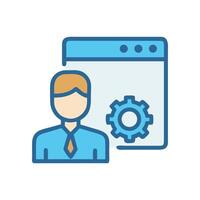 Web developer with cog wheel for site optimization vector