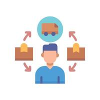 Ecommerce logistics manager handling deliveries with transportation solutions. vector