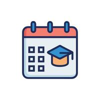 Academic Calendar Icon with Graduation Cap Flat Design vector