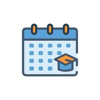 Academic calendar featuring graduation cap signifying important educational dates vector