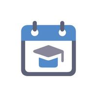 Blue calendar with graduation cap, educational event icon vector