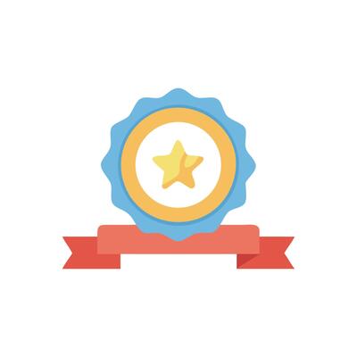 Star award badge with ribbon graphic isolated design
