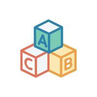 Alphabet blocks stacked on top of each other, simple design vector