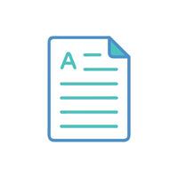 Blue document icon with letter A and text lines vector