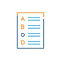 Multiple choice test graphic with answers on dark background vector