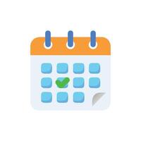 calendar icon with check mark over White Background vector