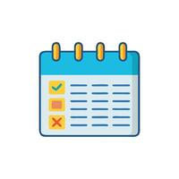 Simple calendar icon with checkmark and schedule items listed vector