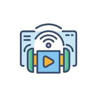Bright cartoon player with wireless connection icon element vector