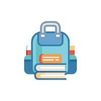 Stylized Backpack with Books on a White Background Design vector