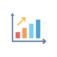 Growing bar chart with an upward trending arrow indicator vector