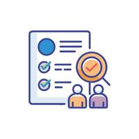 Recruitment process selection graphic illustration with candidates review vector