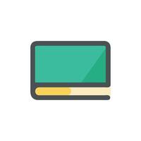 Minimalist laptop computer icon with green screen and stand vector