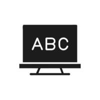 Monitor displaying ABC letters on screen, simple icon style vector