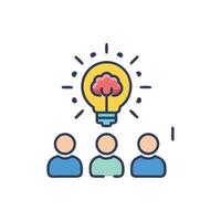 Team brainstorming session leading to new ideas and innovation vector