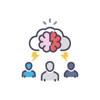 Brainstorming session with team members sharing ideas and insights vector