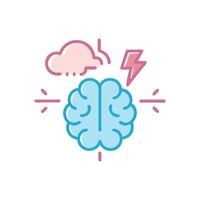 Brain facing challenging situations, flat and modern stock image vector