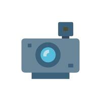 Stylized vintage camera with flash illustration in flat design vector