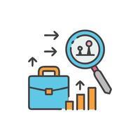 Business analytics with briefcase and upward trending bar graphs vector