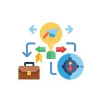 Business strategy analysis with briefcase and compass infographic elements vector