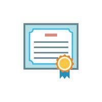 Flat certificate with ribbon illustration on White Background vector
