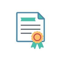 Flat design icon of a diploma or certificate symbol vector
