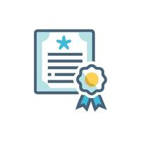 Certificate of achievement graphic with rosette on White backdrop vector