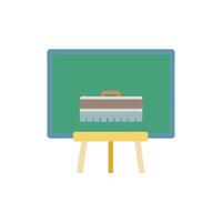 Flat illustration of green chalkboard with eraser on support vector