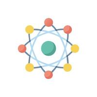 Flat design atom structure with orbits and nucleus symbol vector