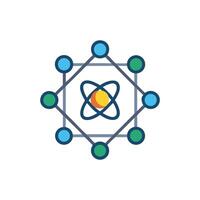 Modern atom structure graphic illustration in flat design style vector