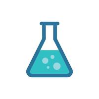 Teal Erlenmeyer flask with bubbles on White Background illustration vector