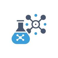 Chemical flask with molecule isolated on White Background graphic vector