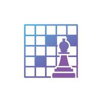 Gradient chess piece on a gradient chessboard illustration vector