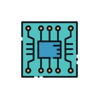 Illustration of a blue green computer microchip circuitry vector