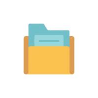 Flat Folder Icon with Documents in Light Blue Colors vector