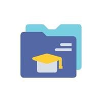 Blue folder icon with a graduation cap symbol graphic vector
