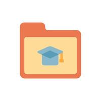 Flat Design Folder Icon with Graduation Cap Symbol vector