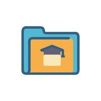 Folder icon with graduation cap signifying educational data vector