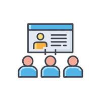 Online webinar presentation to audience with lecturer and attendee vector