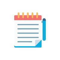 Flat design illustration of a notepad with attached pen vector