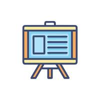 Presentation board illustration in outlined flat design style vector