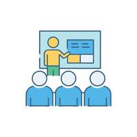 Presentation icon with a coach and students vector