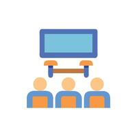 Meeting presentation attendees in front of screen icon depiction vector