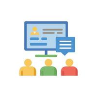 Online meeting icon representing teamwork collaboration and remote access vector