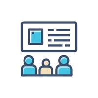 Iconic presentation visual displaying speaker with three audience members vector